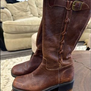 Classic weathered cognac leather boots